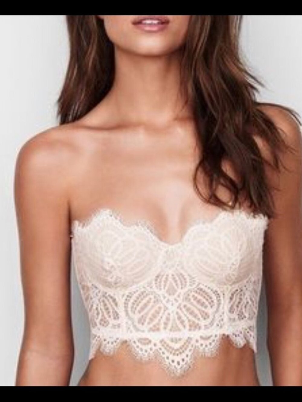 Victoria's Secret Dream Angels Ivory Lace Bustier Corset Bra 32DD